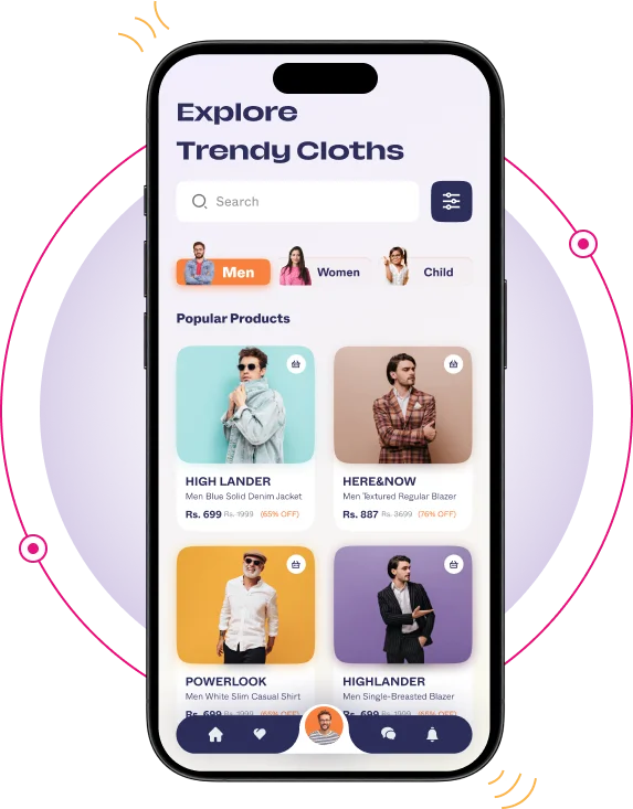 A visual representation of a mobile app showcasing trendy clothing options, developed by mobile app development company in usa